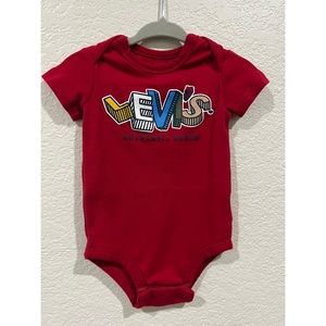 Levi’s 6/9 month red onesie with 3 button clasp